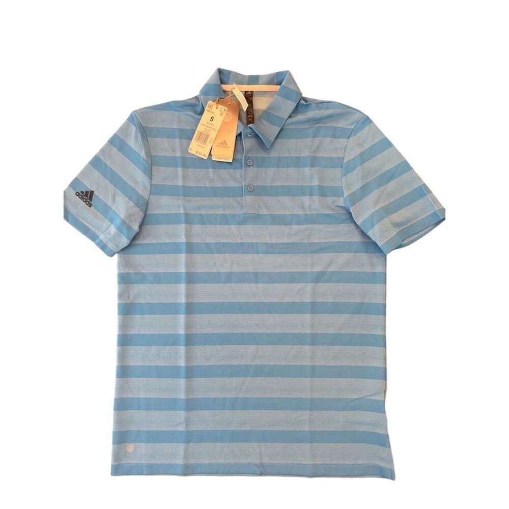 Adidas Men's‎ Blue Striped Golf Polo Shirt Size S Short Sleeve